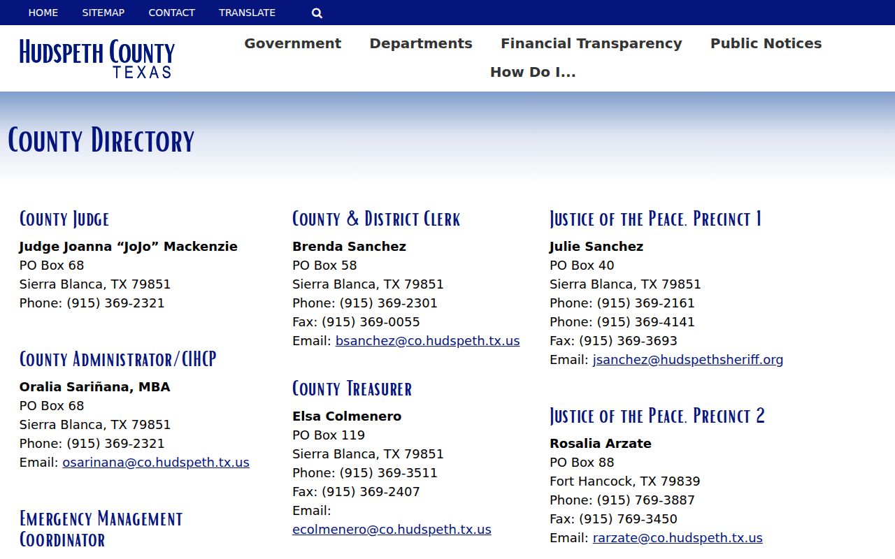 Sierra Blanca warrant records, official Hudspeth County directory for local court contacts