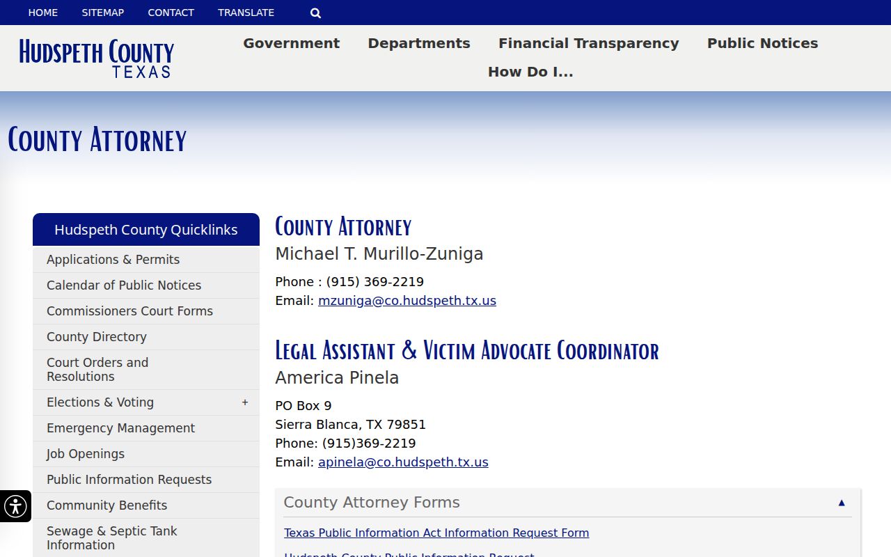 Hudspeth County active warrant records, county public-information request route