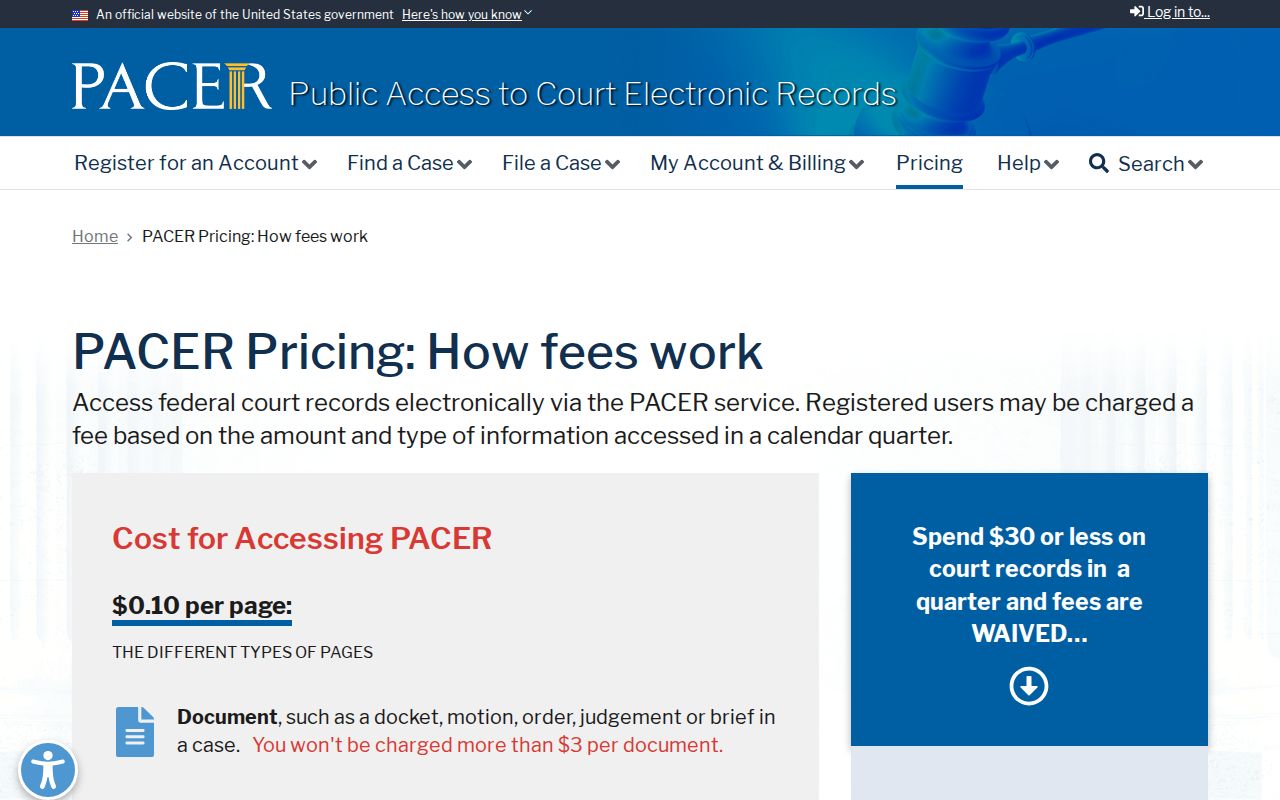Hudspeth County active warrant records, PACER federal docket pricing information