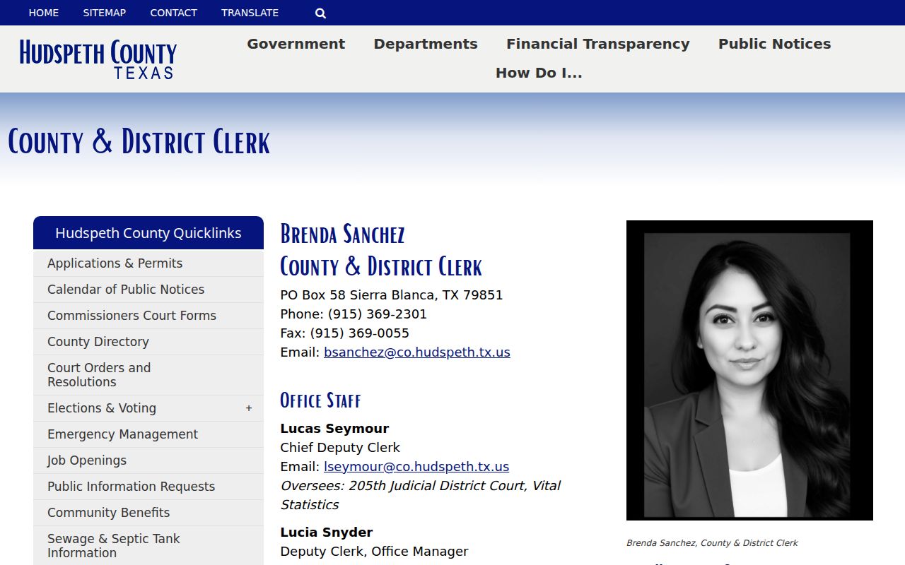 Hudspeth County warrant records, County and District Clerk criminal division and calendar links