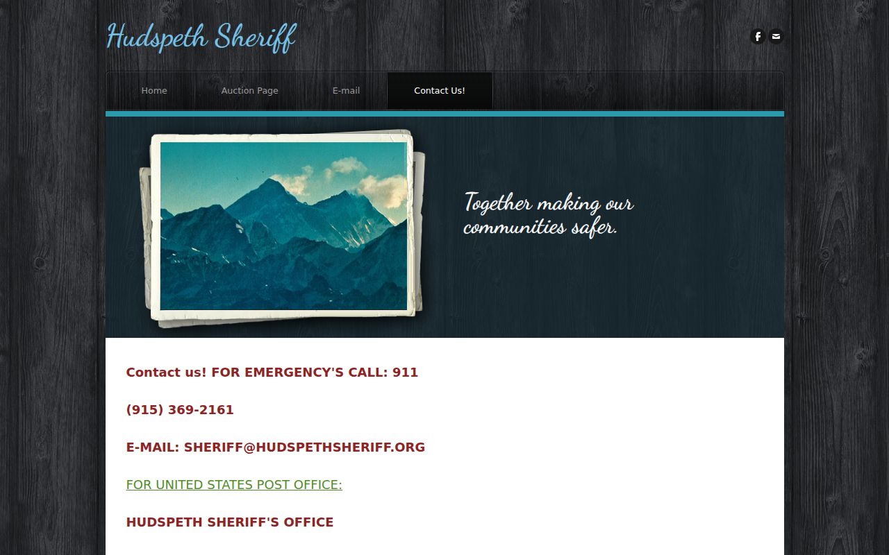 Hudspeth County warrant records, sheriff phone and contact page